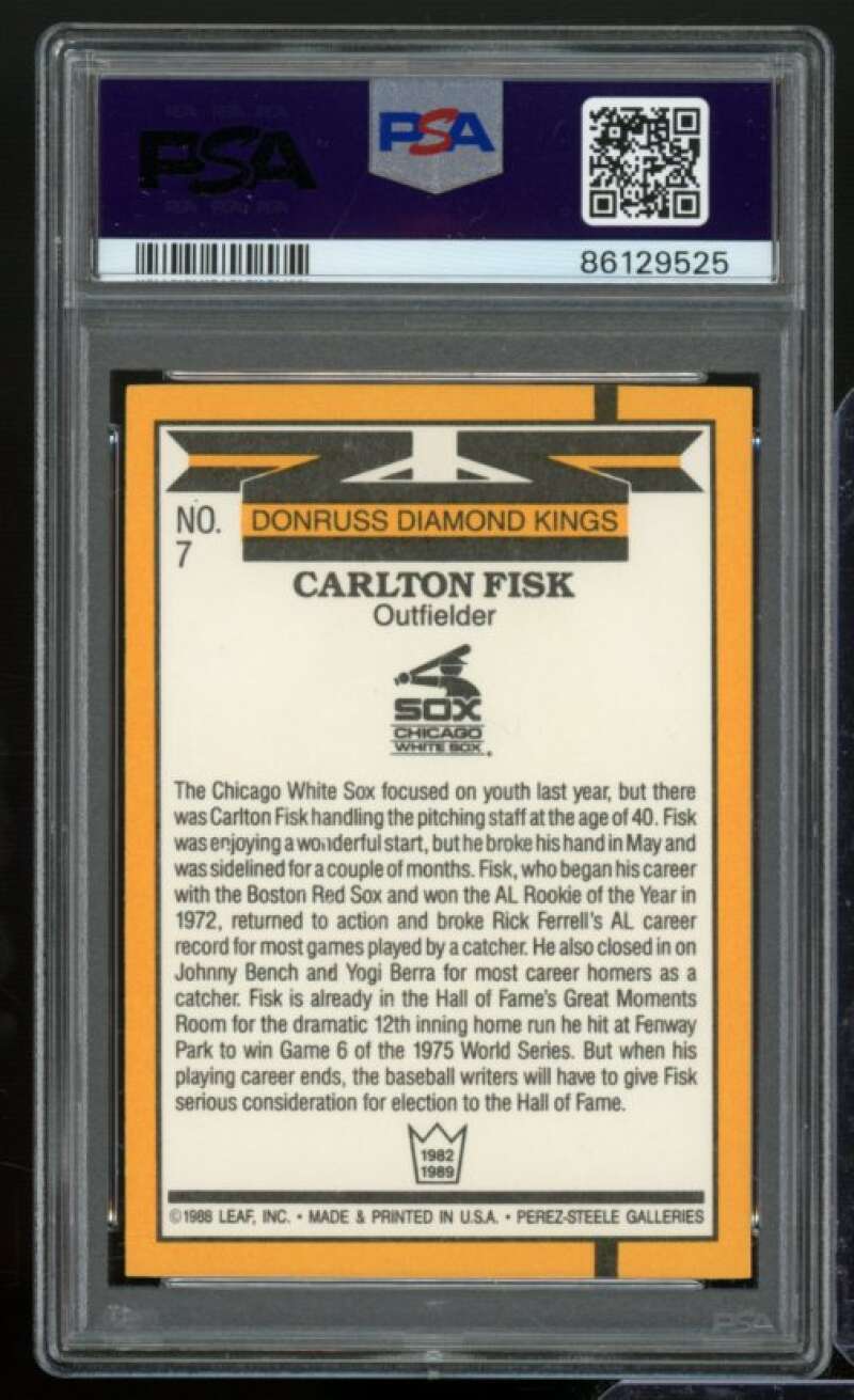 Carlton Fisk Card 1989 Donruss Diamond Kings #7 PSA 9 Image 2