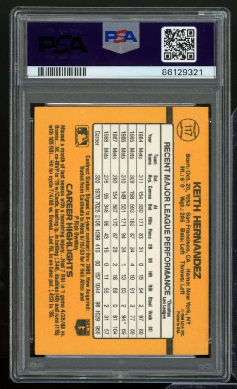 Keith Hernandez Card 1989 Donruss #117 PSA 9 Image 2