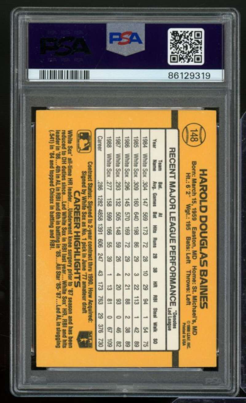 Harold Baines Card 1989 Donruss #148 PSA 9 Image 2