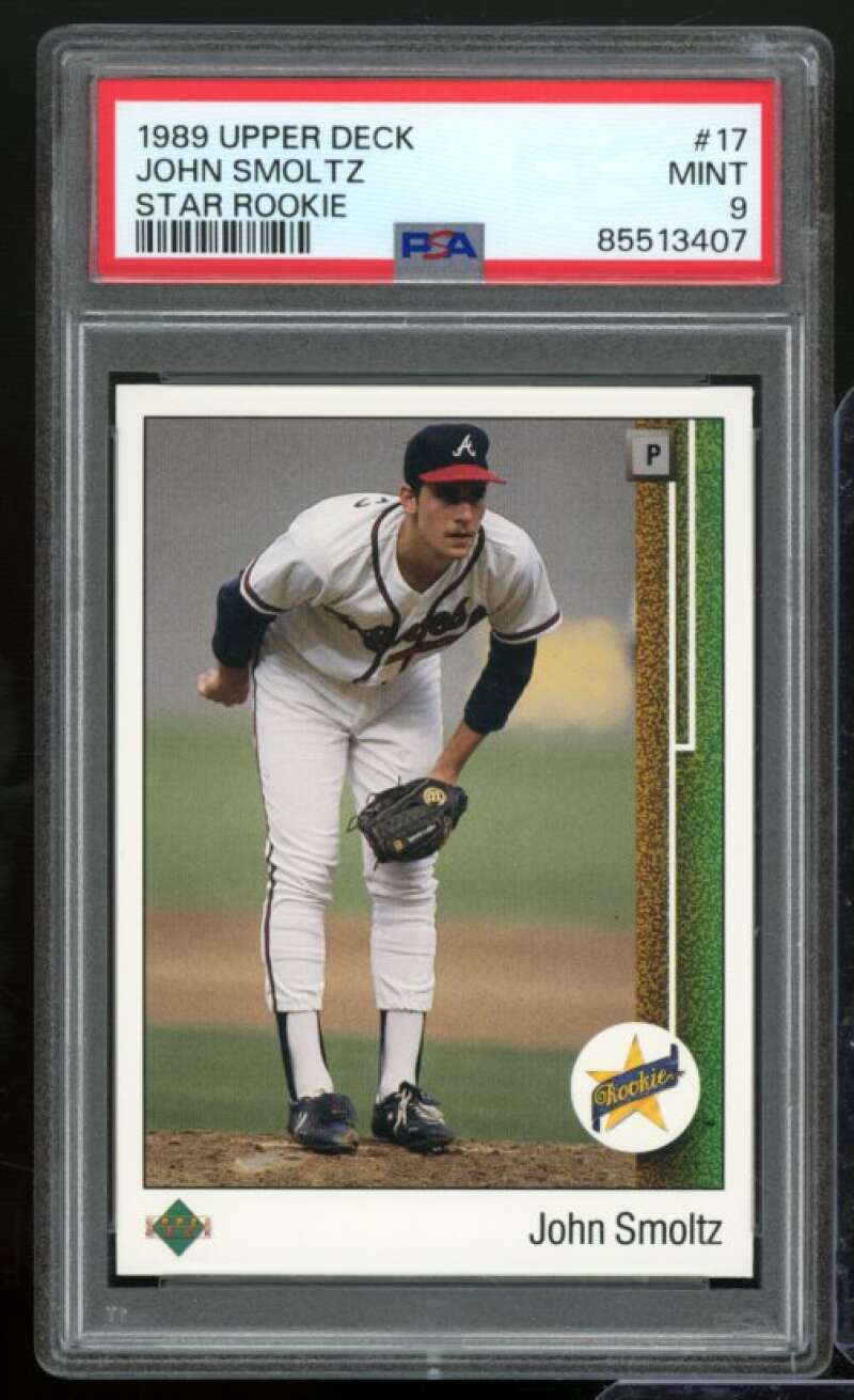 John Smoltz Rookie Card 1989 Upper Deck #17 PSA 9 Image 1