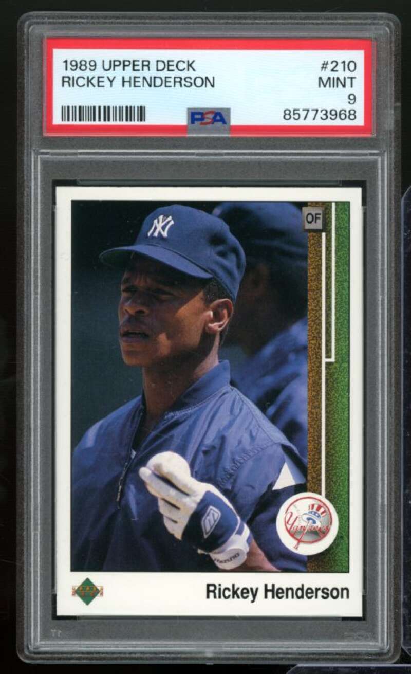 Rickey Henderson Card 1989 Upper Deck #210 PSA 9 Image 1