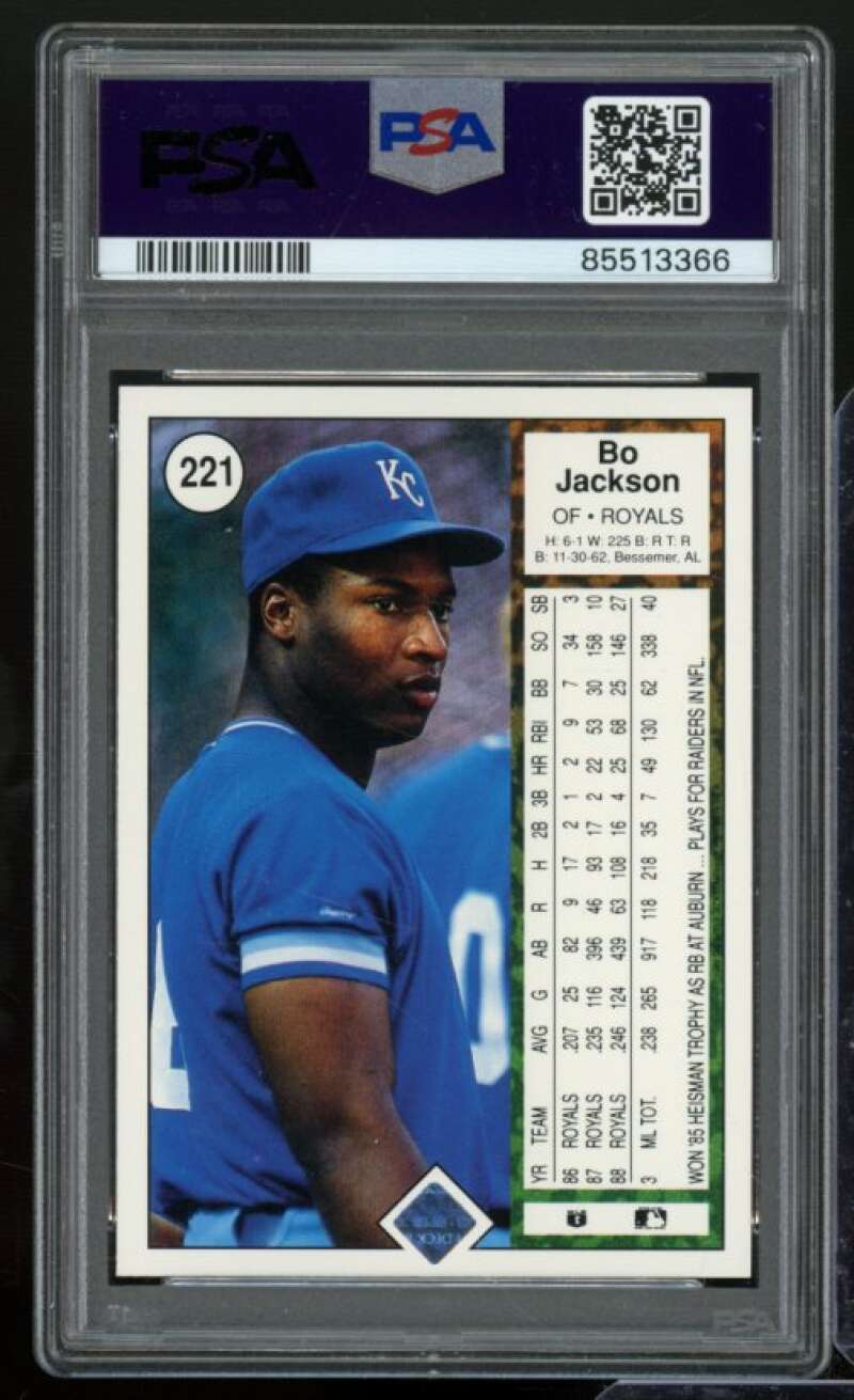 Bo Jackson Card 1989 Upper Deck #221 PSA 9 Image 2