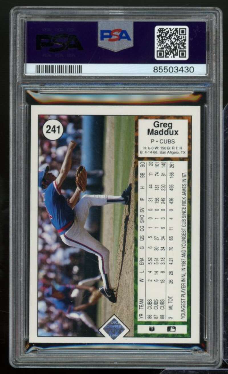 Greg Maddux Card 1989 Upper Deck #241 PSA 9 Image 2