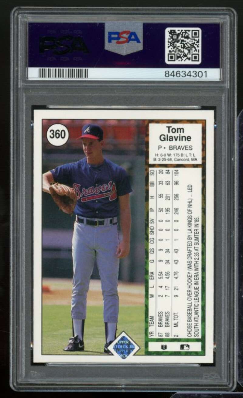 Tom Glavine Card 1989 Upper Deck #360 PSA 8 Image 2