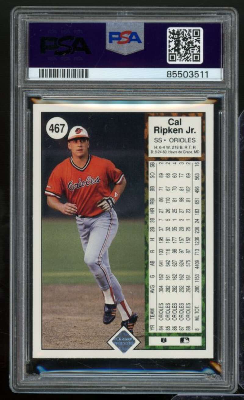 Cal Ripken Jr. Card 1989 Upper Deck #467 PSA 9 Image 2