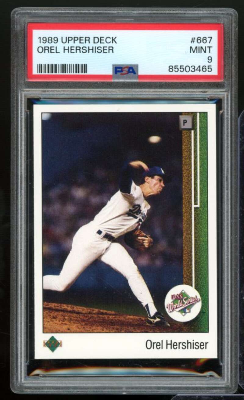 Orel Hershiser Card 1989 Upper Deck #667 PSA 9 Image 1