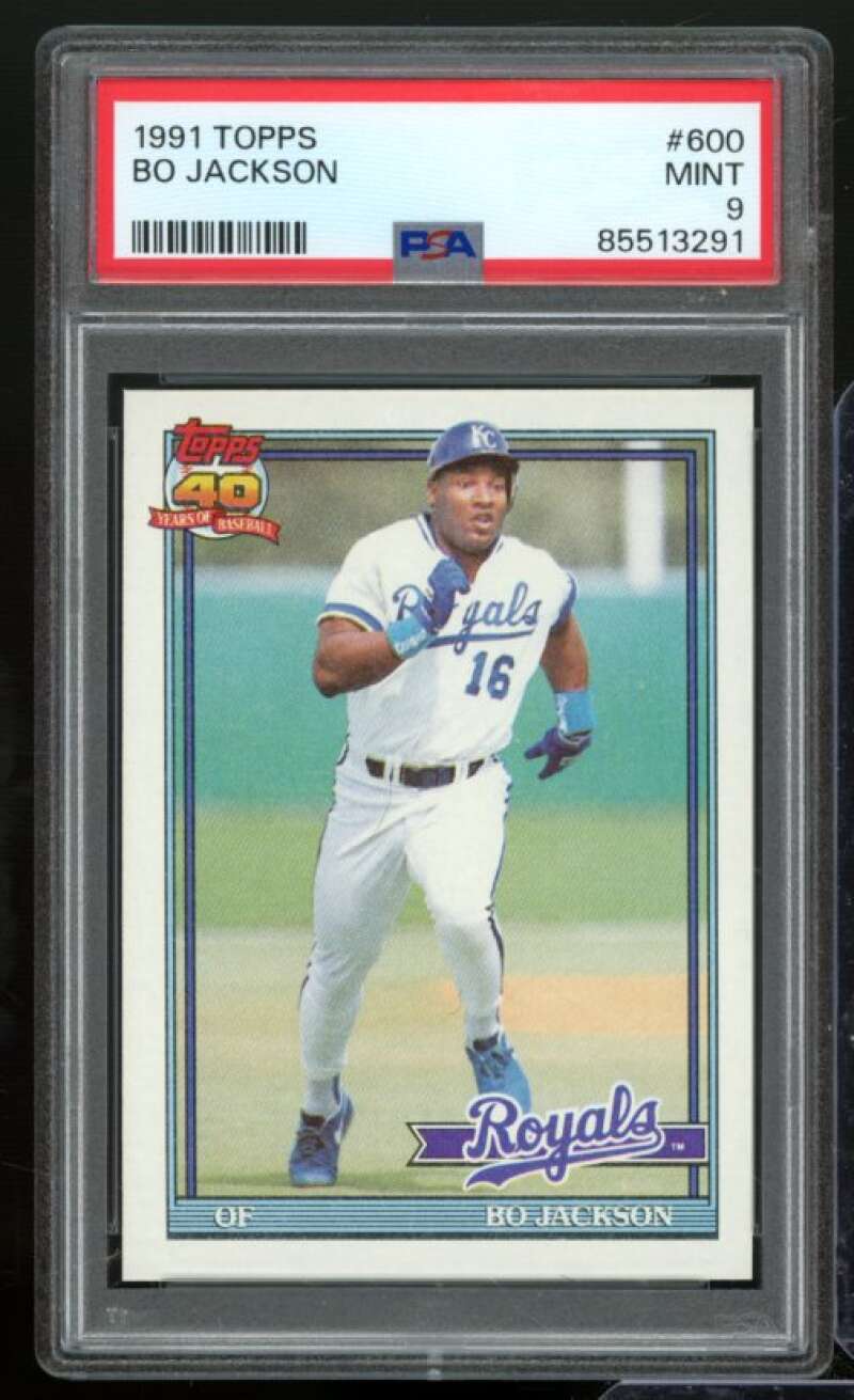 Bo Jackson Card 1991 Topps #600 PSA 9 Image 1