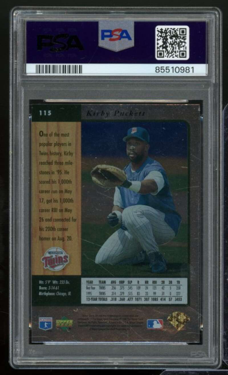 Kirby Puckett Card 1996 SP #115 PSA 8 Image 2