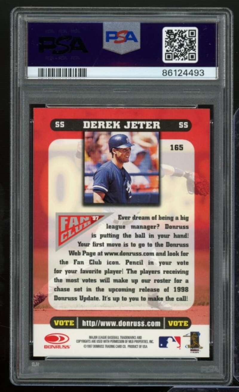 Derek Jeter Card 1998 Donruss #165 PSA 9 Image 2