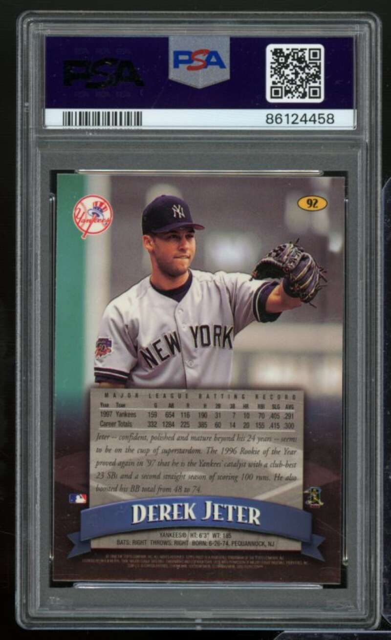 Derek Jeter Card 1998 Finest #92 PSA 9 Image 2