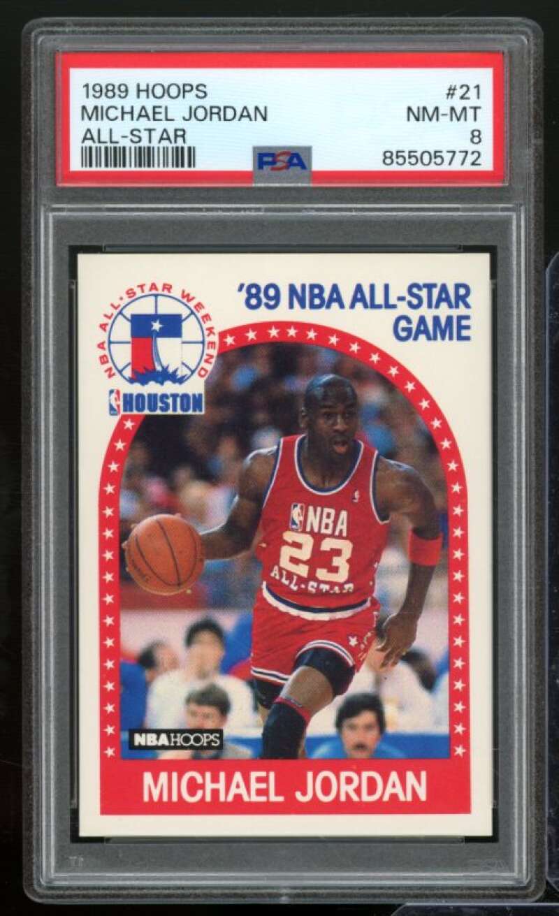 Michael Jordan Card 1989-90 Hoops All-Star #21 PSA 8 Image 1