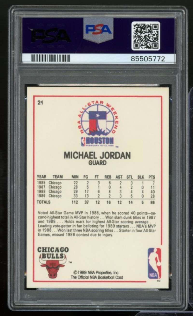 Michael Jordan Card 1989-90 Hoops All-Star #21 PSA 8 Image 2