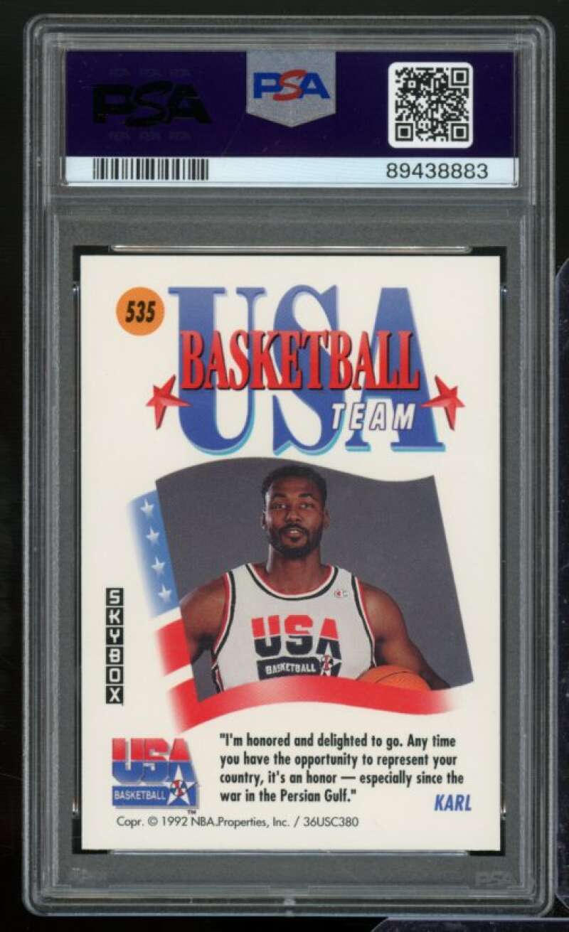 Karl Malone Card 1991-92 SkyBox #535 PSA 8 Image 2