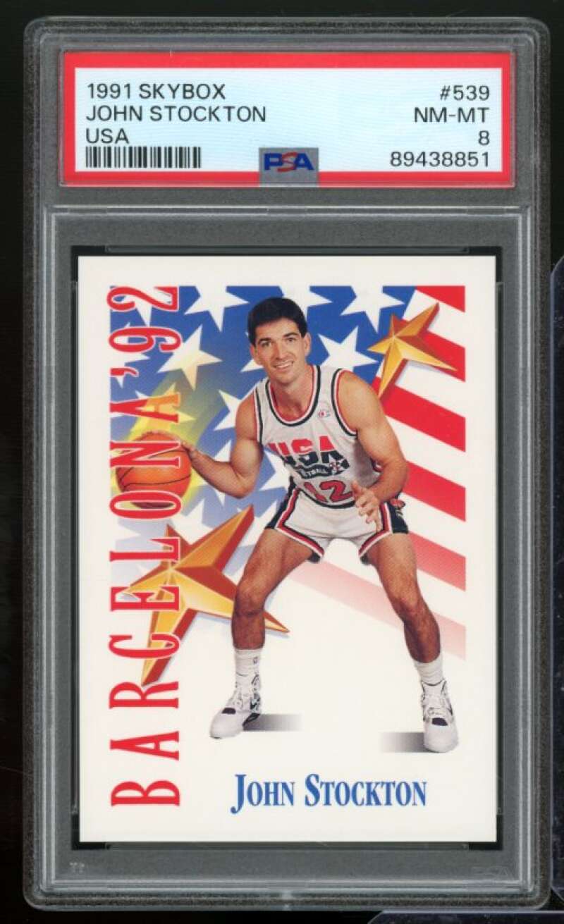 John Stockton Card 1991-92 SkyBox #539 PSA 8 Image 1