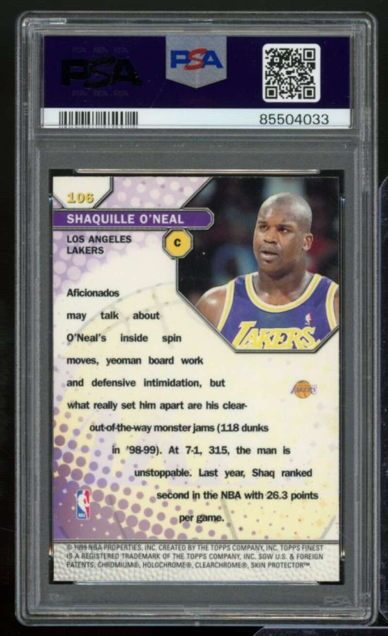 Shaquille O'Neal Card 1999-00 Finest #106 PSA 7 Image 2