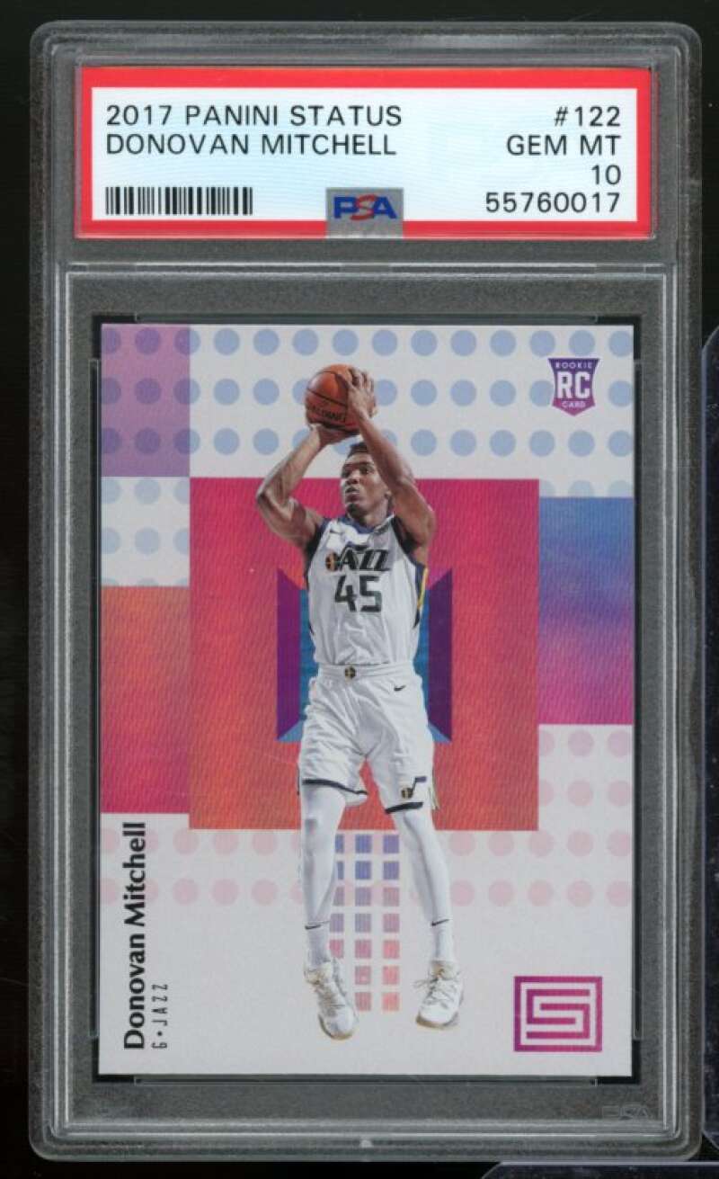 Donovan Mitchell Rookie Card 2017-18 Panini Status #122 PSA 10 Image 1