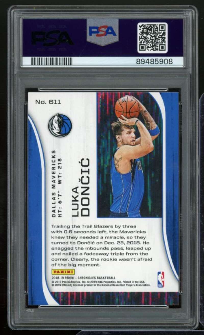 Luka Doncic Rookie Card 2018-19 Panini Chronicles #611 PSA 9 Image 2