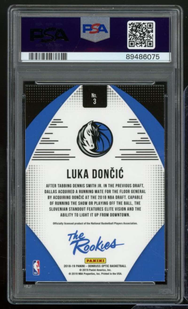 Luka Doncic Rookie Card 2018-19 Panini Donruss Optic The Rookies #3 PSA 9 Image 2