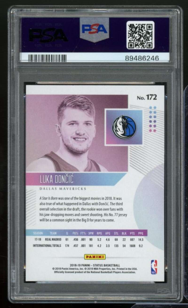 Luka Doncic Rookie Card 2018-19 Panini Status #172 PSA 9 Image 2