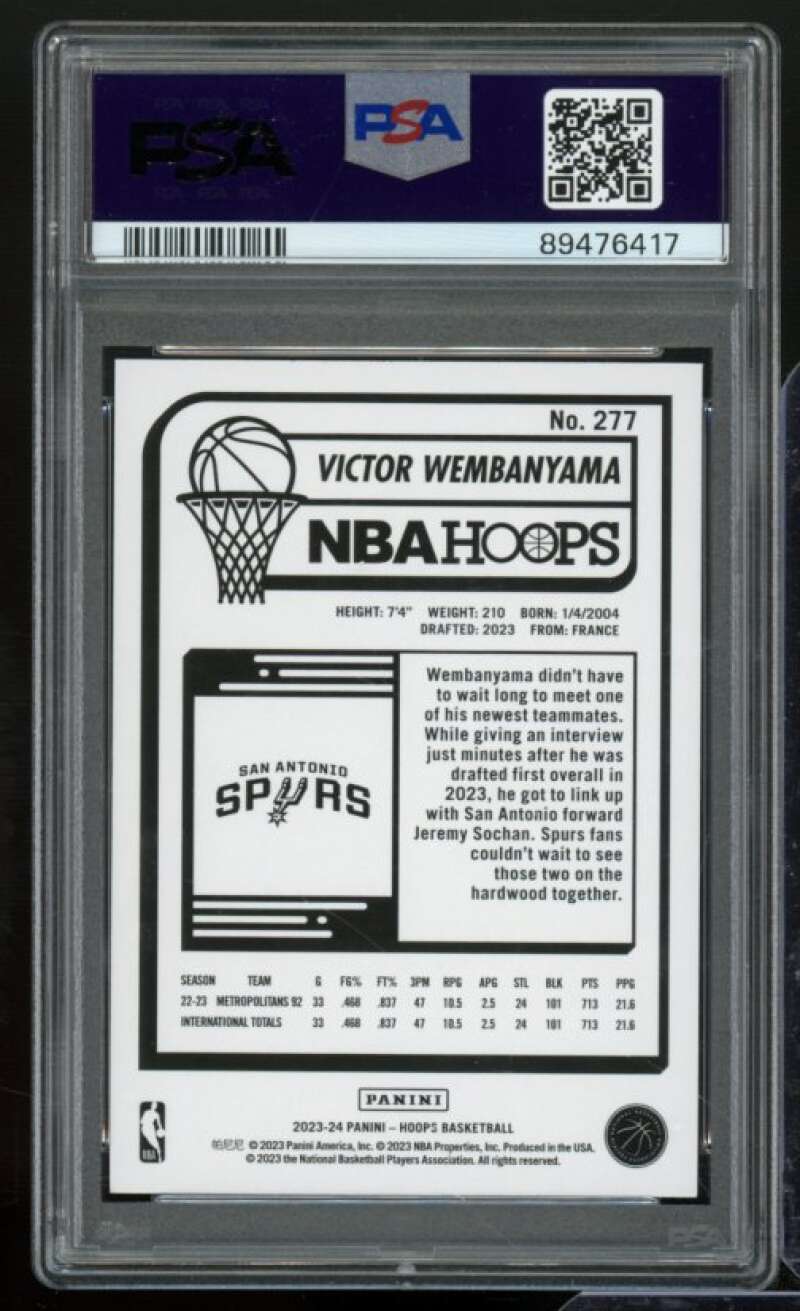 Victor Wembanyama Rookie Card 2023-24 Hoops #277 PSA 10 Image 2