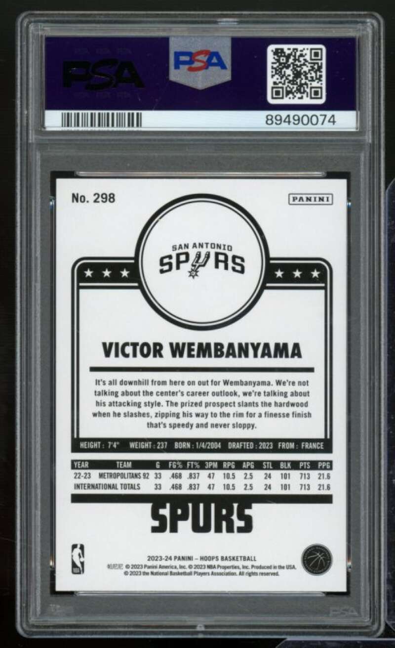 Victor Wembanyama Rookie Card 2023-24 Hoops #298 PSA 10 Image 2