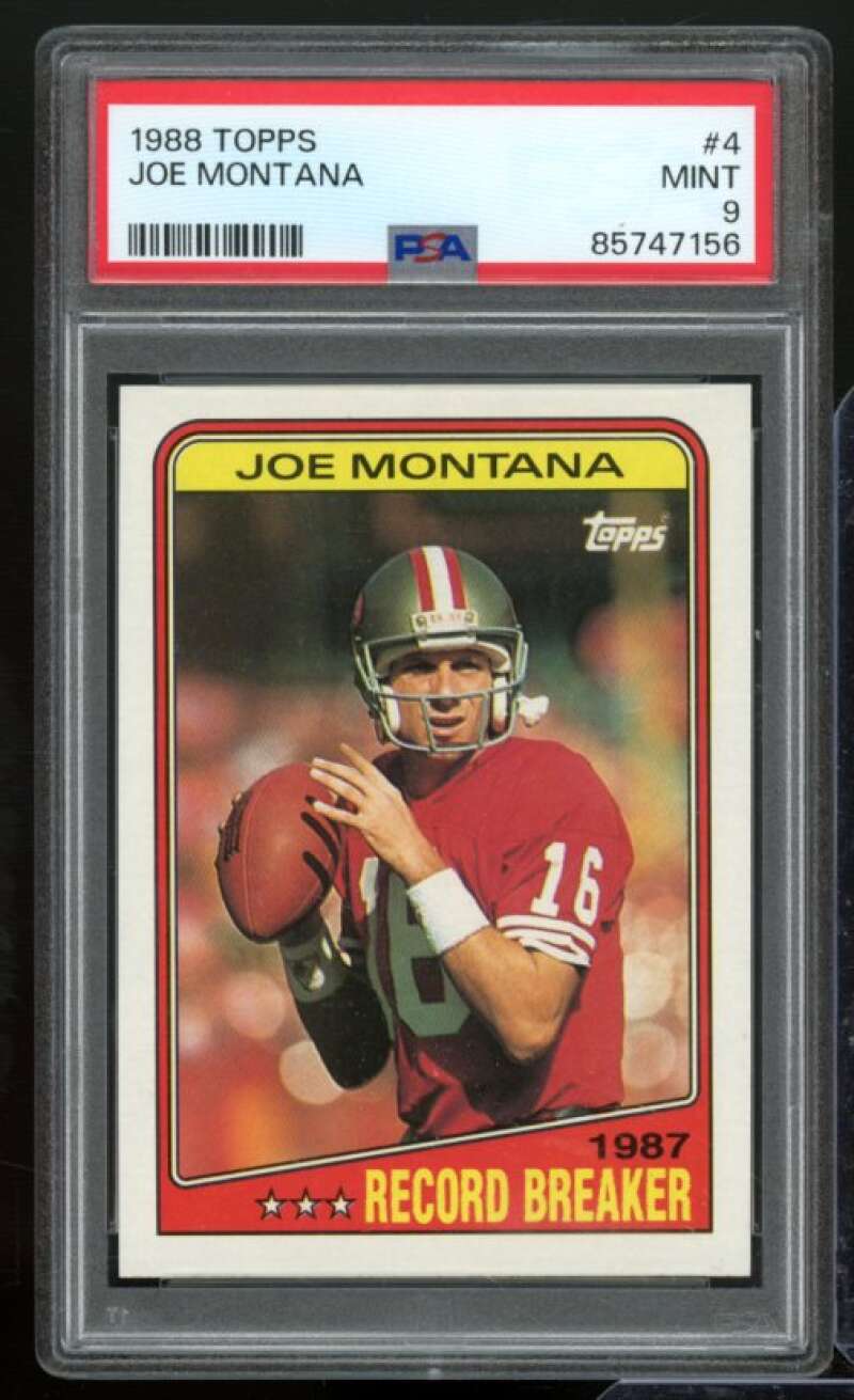 Joe Montana Card 1988 Topps #4 PSA 9 Image 1