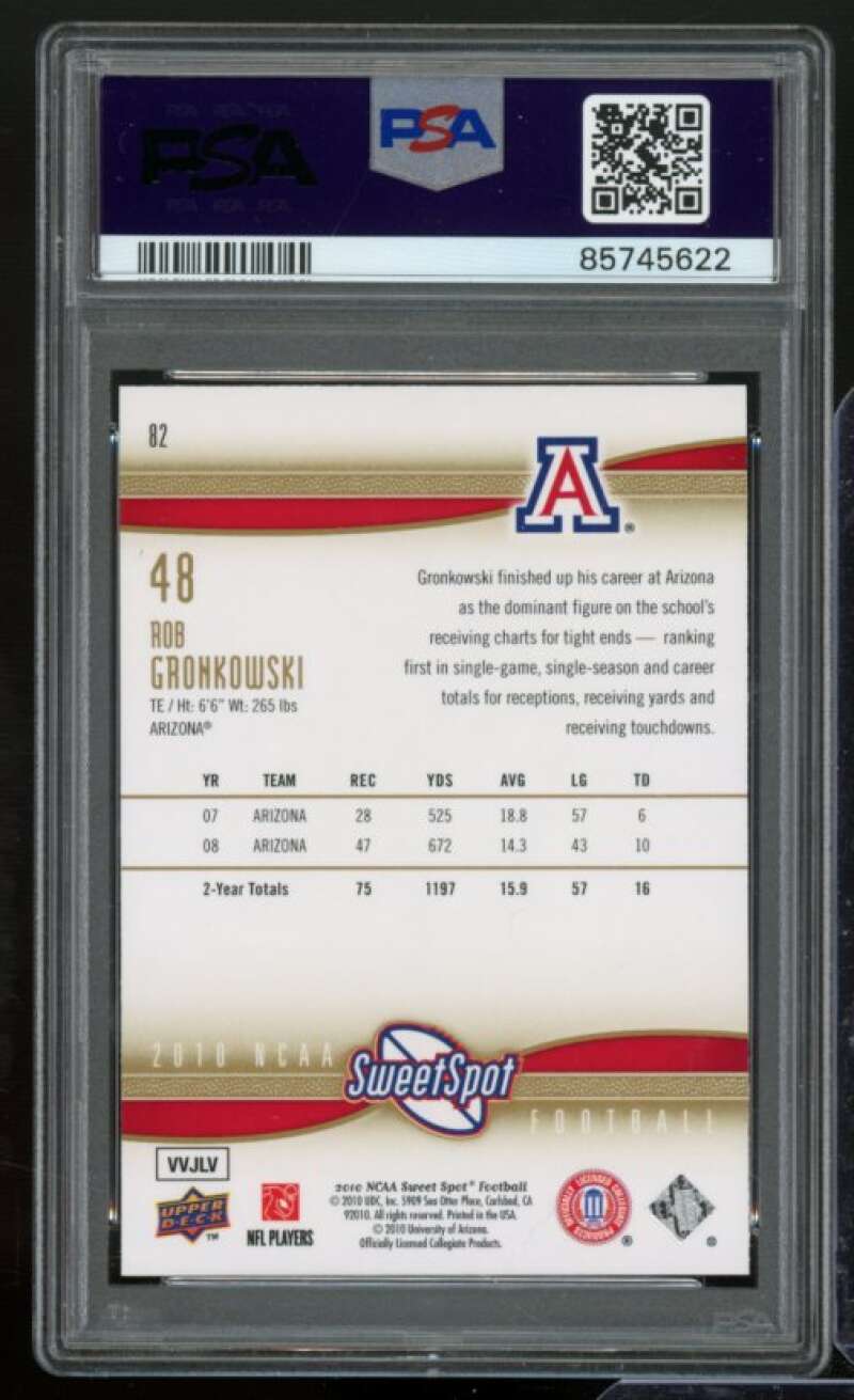 Rob Gronkowski Rookie Card 2010 U.D. Sweet Spot #82 PSA 9 Image 2