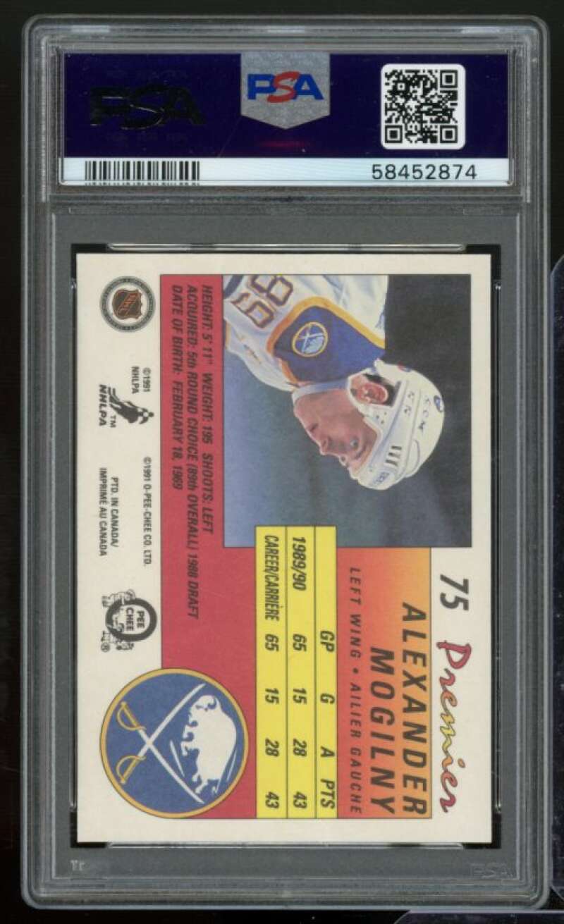 Alexander Mogilny Rookie Card 1990-91 O-Pee-Chee Premier #75 PSA 10 Image 2