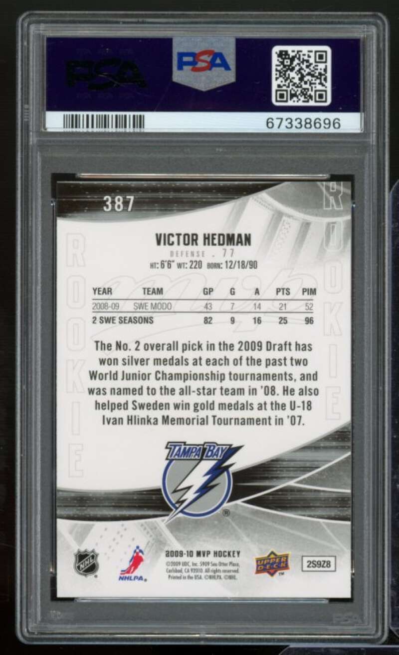 Victor Hedman Rookie Card 2009-10 Upper Deck MVP #387 PSA 10 Image 2