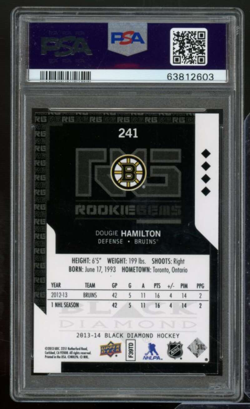 Dougie Hamilton Rookie Card 2013-14 Upper Deck Black Diamond #241 PSA 10 Image 2