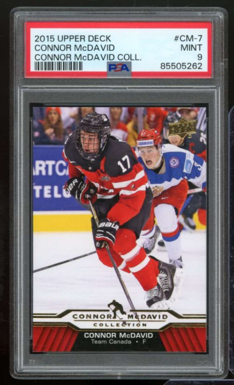 Connor McDavid Rookie Card 2015-16 Upper Deck Collection #CM-7 PSA 9 Image 1