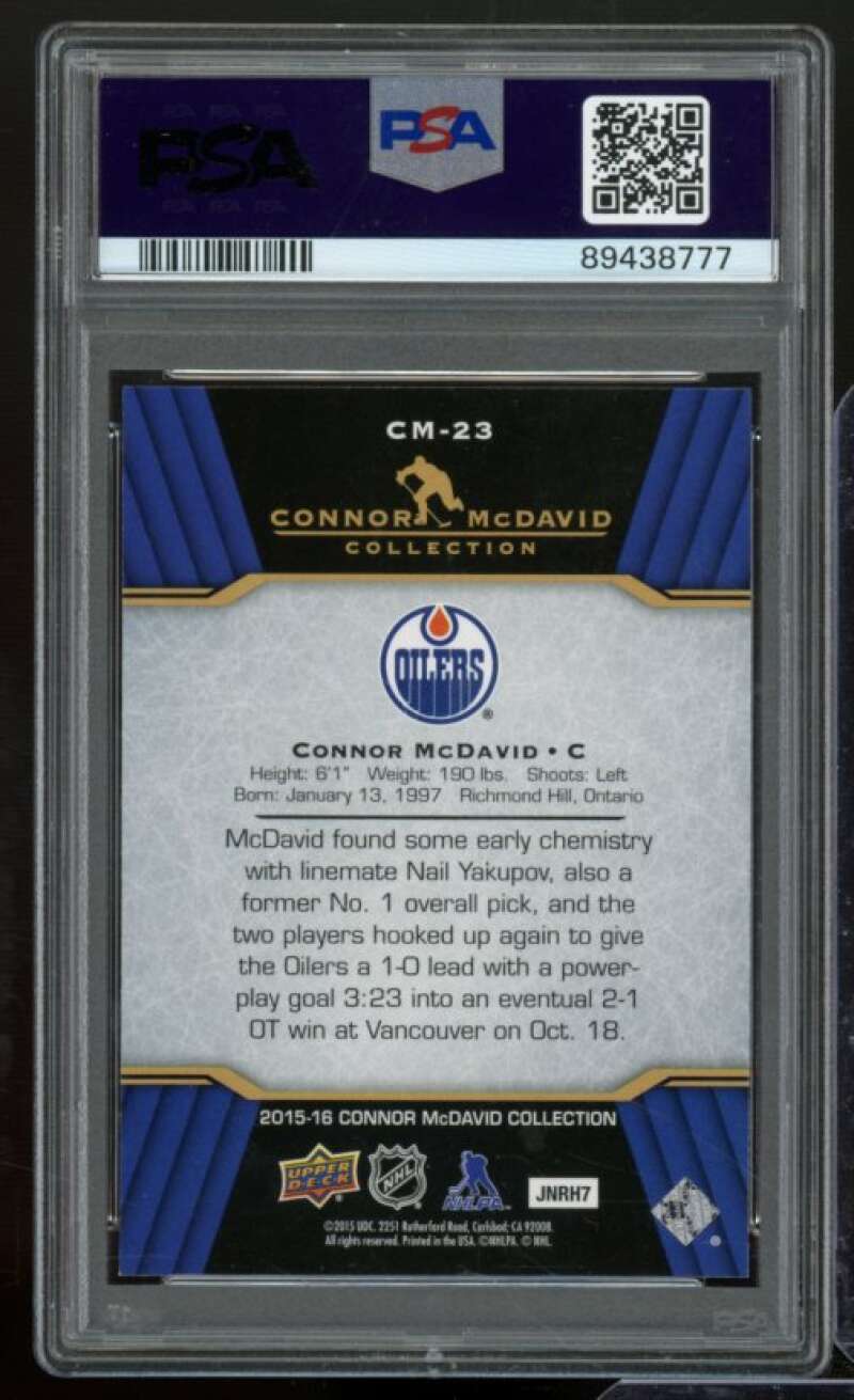 Connor McDavid Rookie Card 2015-16 Upper Deck Collection #CM-23 PSA 9 Image 2