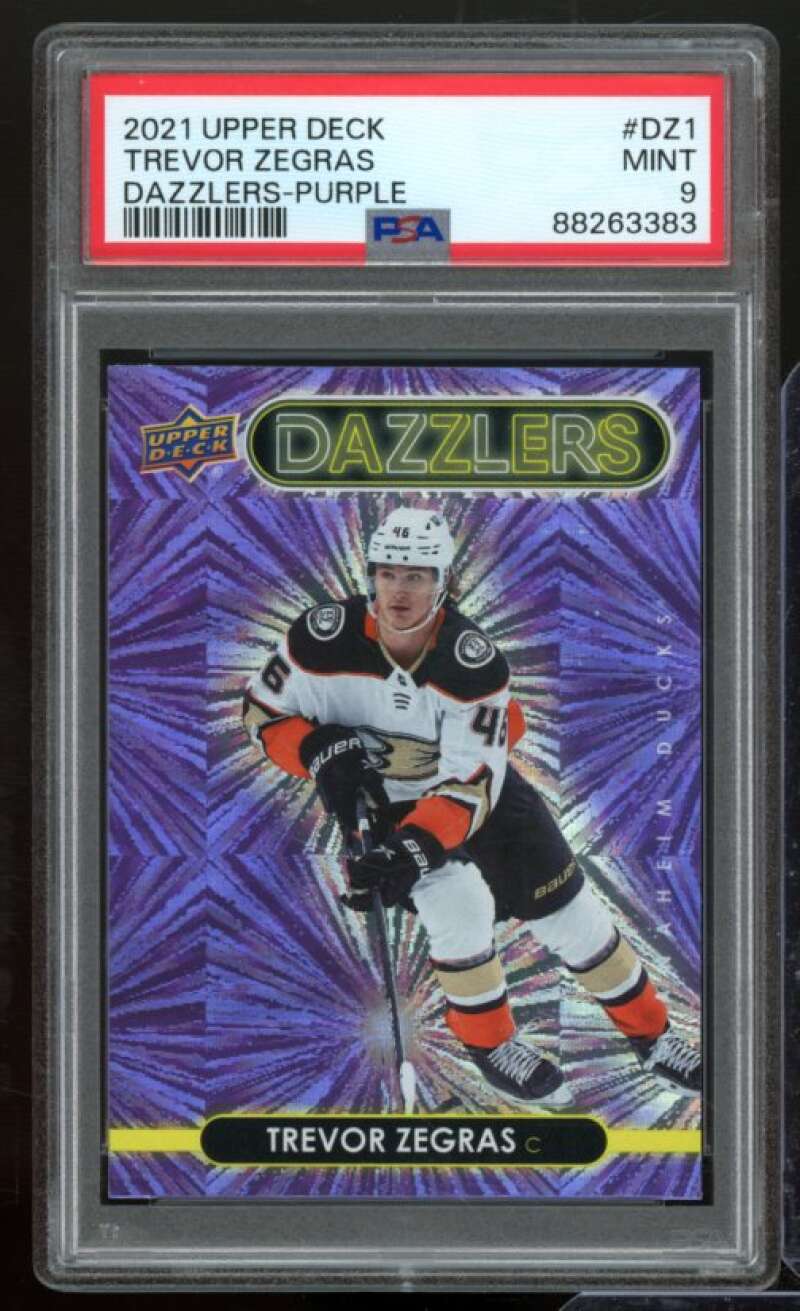 Trevor Zegras Card 2021-22 Upper Deck Dazzlers Purple #DZ-1 PSA 9 Image 1