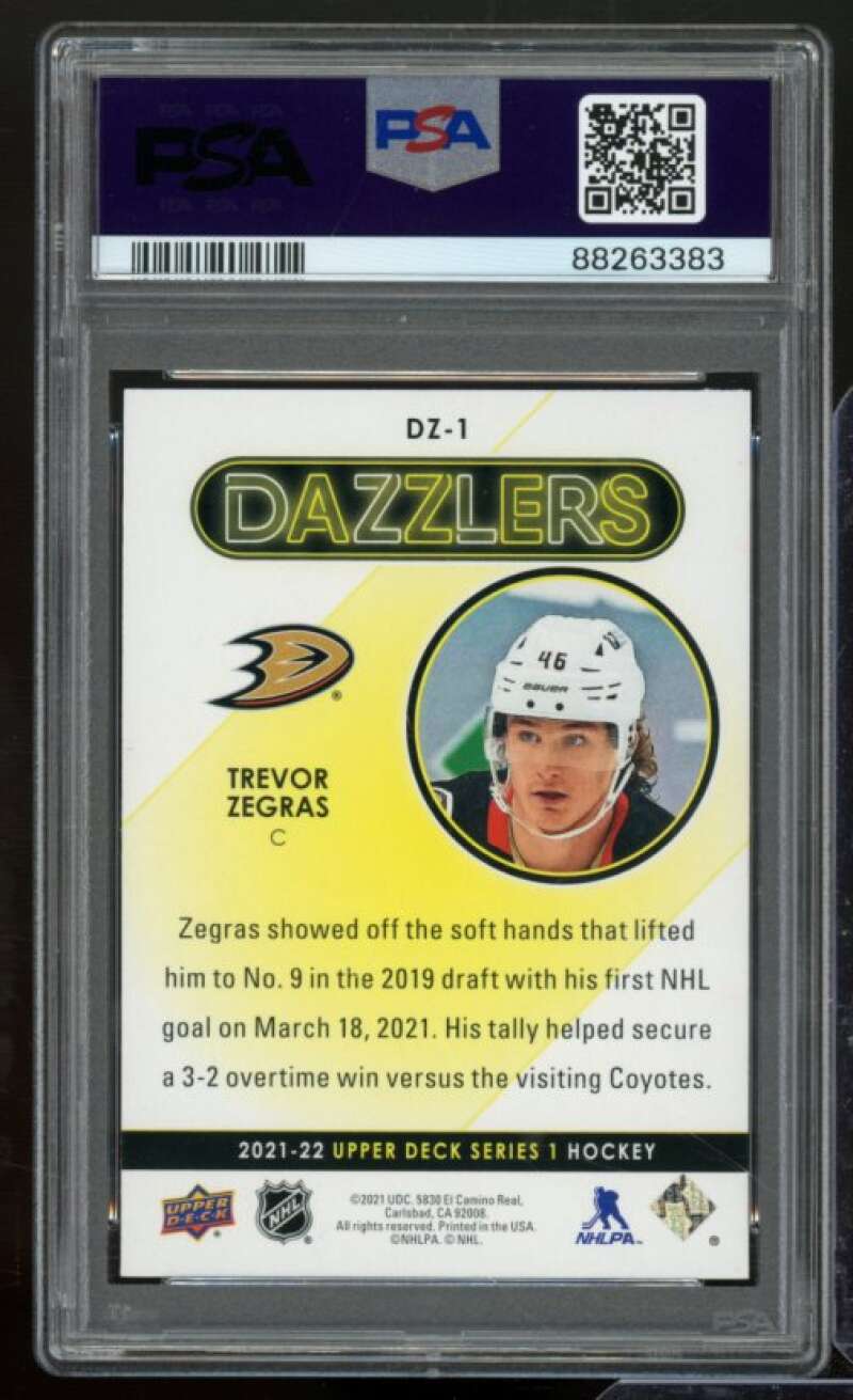 Trevor Zegras Card 2021-22 Upper Deck Dazzlers Purple #DZ-1 PSA 9 Image 2