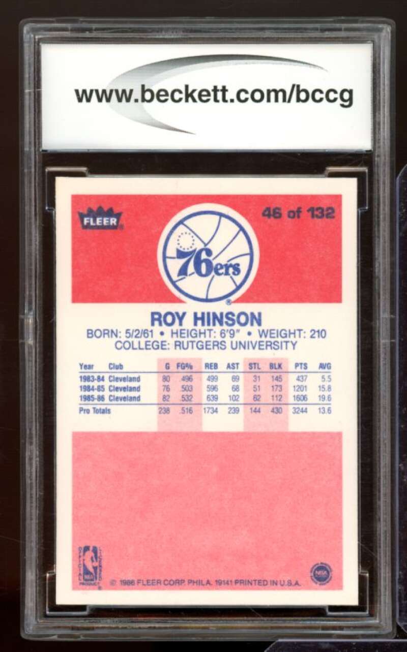 1986-87 Fleer #46 Roy Hinson Card BGS BCCG 10 Mint+ Image 2