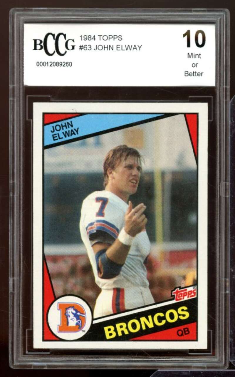 1984 Topps #63 John Elway Rookie Card BGS BCCG 10 Mint+ Image 1