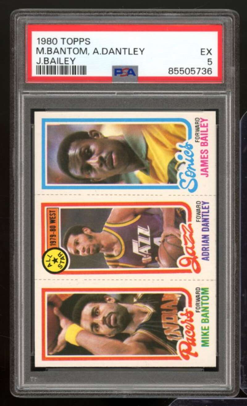 Mike Bantom / Adrian Dantley / James Bailey Card 1980 Topps #6 PSA 5 Image 1