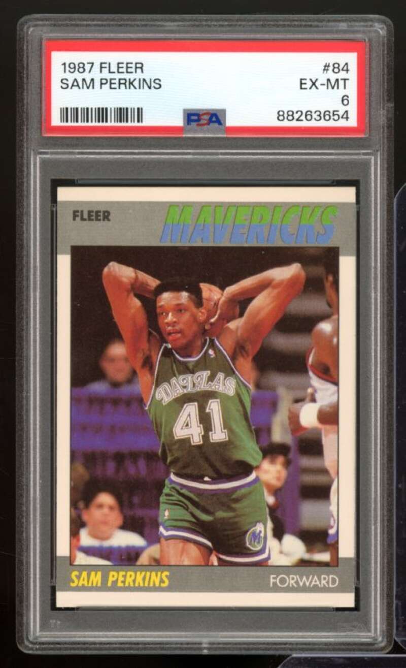 Sam Perkins Card 1987-88 Fleer #84 PSA 6 Image 1