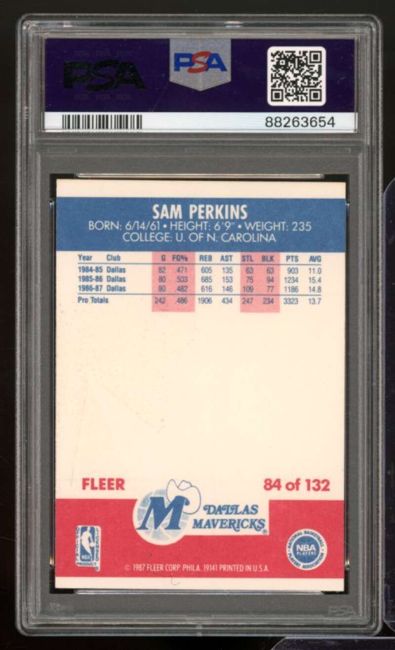 Sam Perkins Card 1987-88 Fleer #84 PSA 6 Image 2