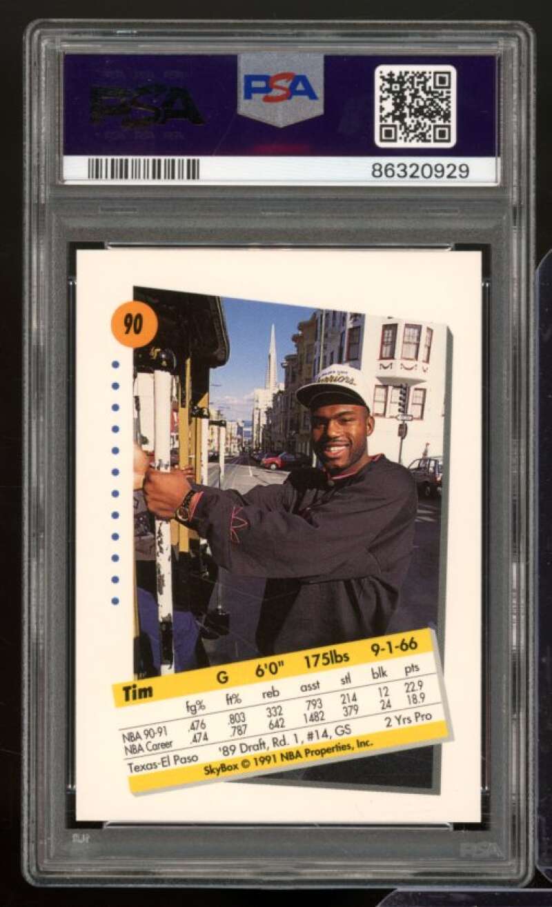 Tim Hardaway Card 1991-92 SkyBox #90 PSA 9 Image 2