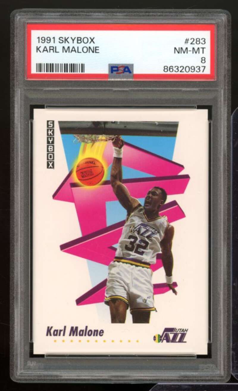 Karl Malone Card 1991-92 Skybox #283 PSA 8 Image 1