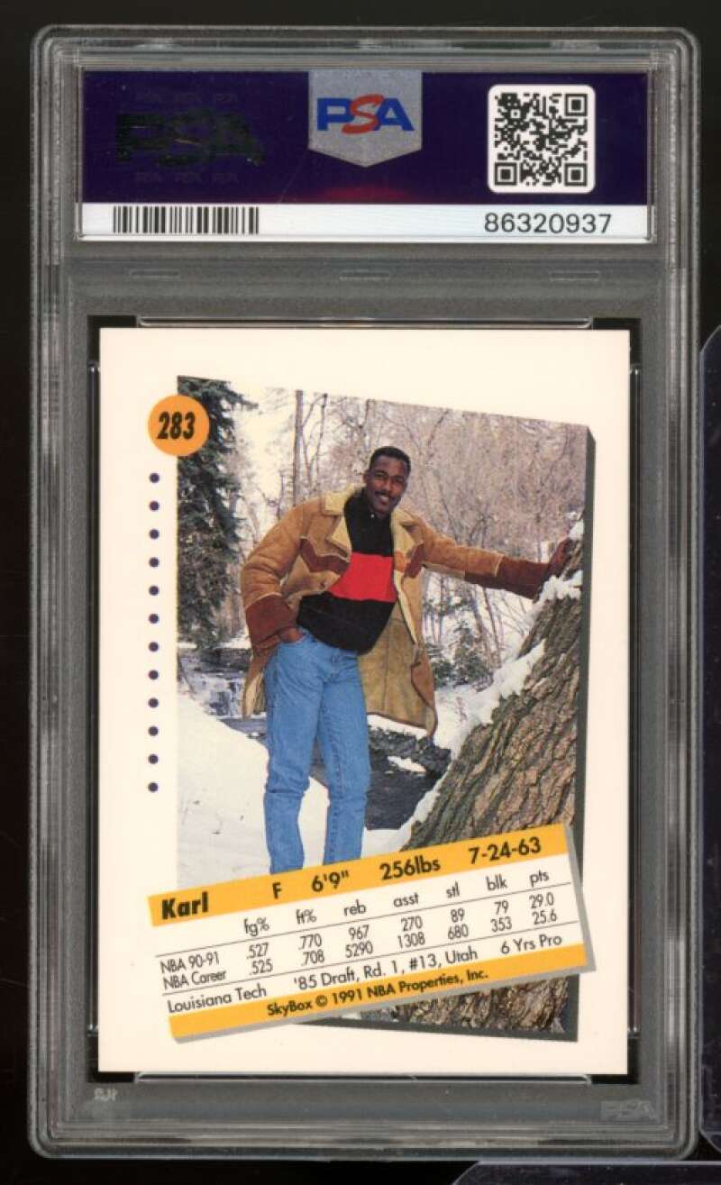 Karl Malone Card 1991-92 Skybox #283 PSA 8 Image 2