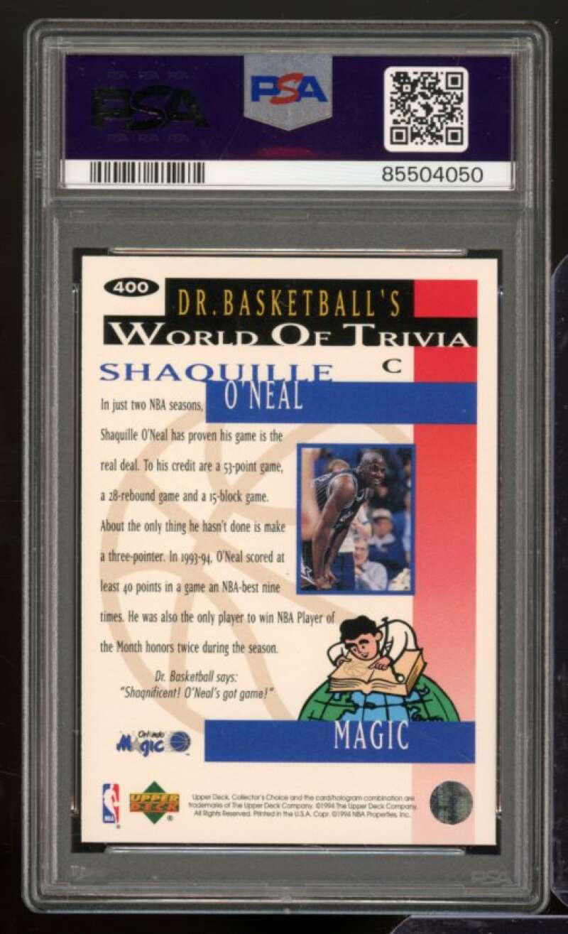 Shaquille O'Neal Card 1994-95 Collector's Choice #400 PSA 8 Image 2