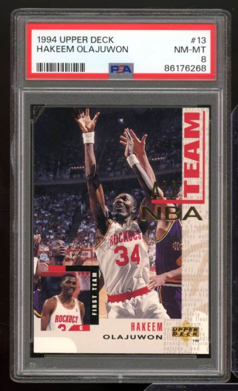 Hakeem Olajuwon Card 1994-95 Upper Deck #13 PSA 8 Image 1