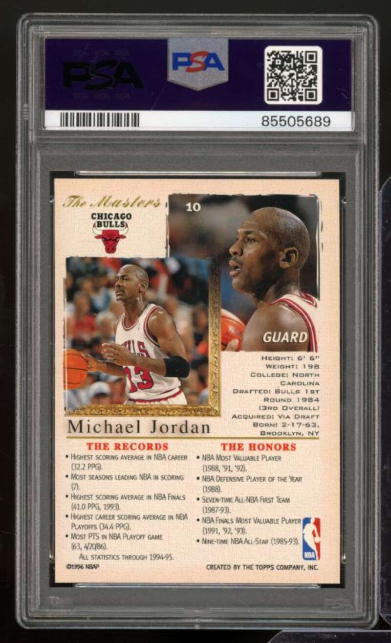 Michael Jordan Card 1995-96 Topps Gallery #10 PSA 8 Image 2