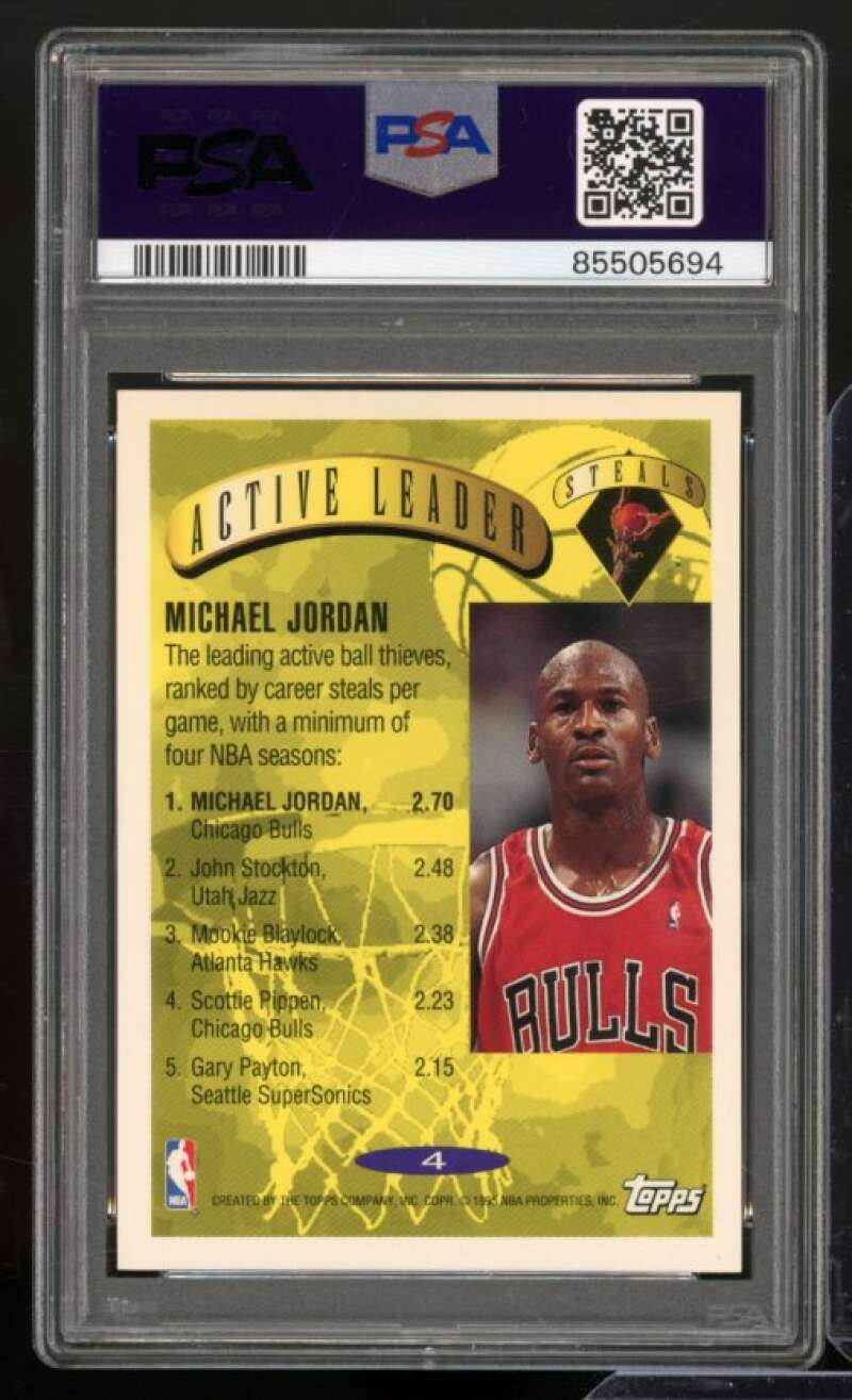 Michael Jordan Card 1995-96 Topps #4 PSA 6 Image 2