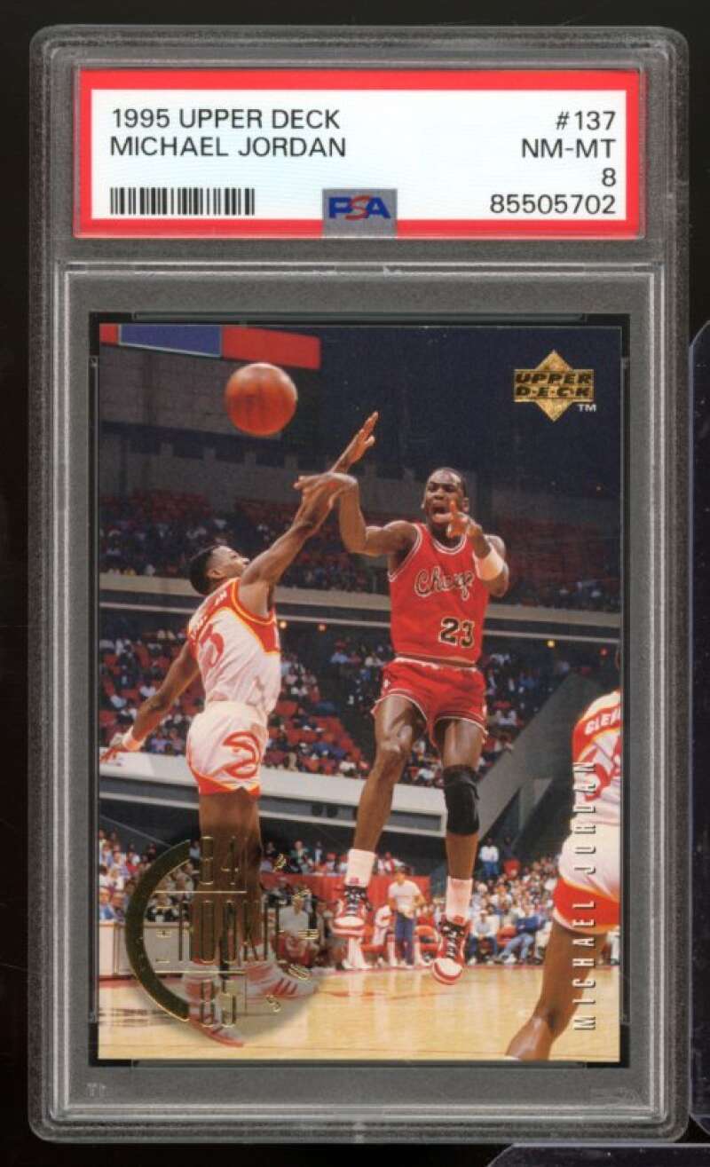 Michael Jordan Card 1995-96 Upper Deck #137 PSA 8 Image 1