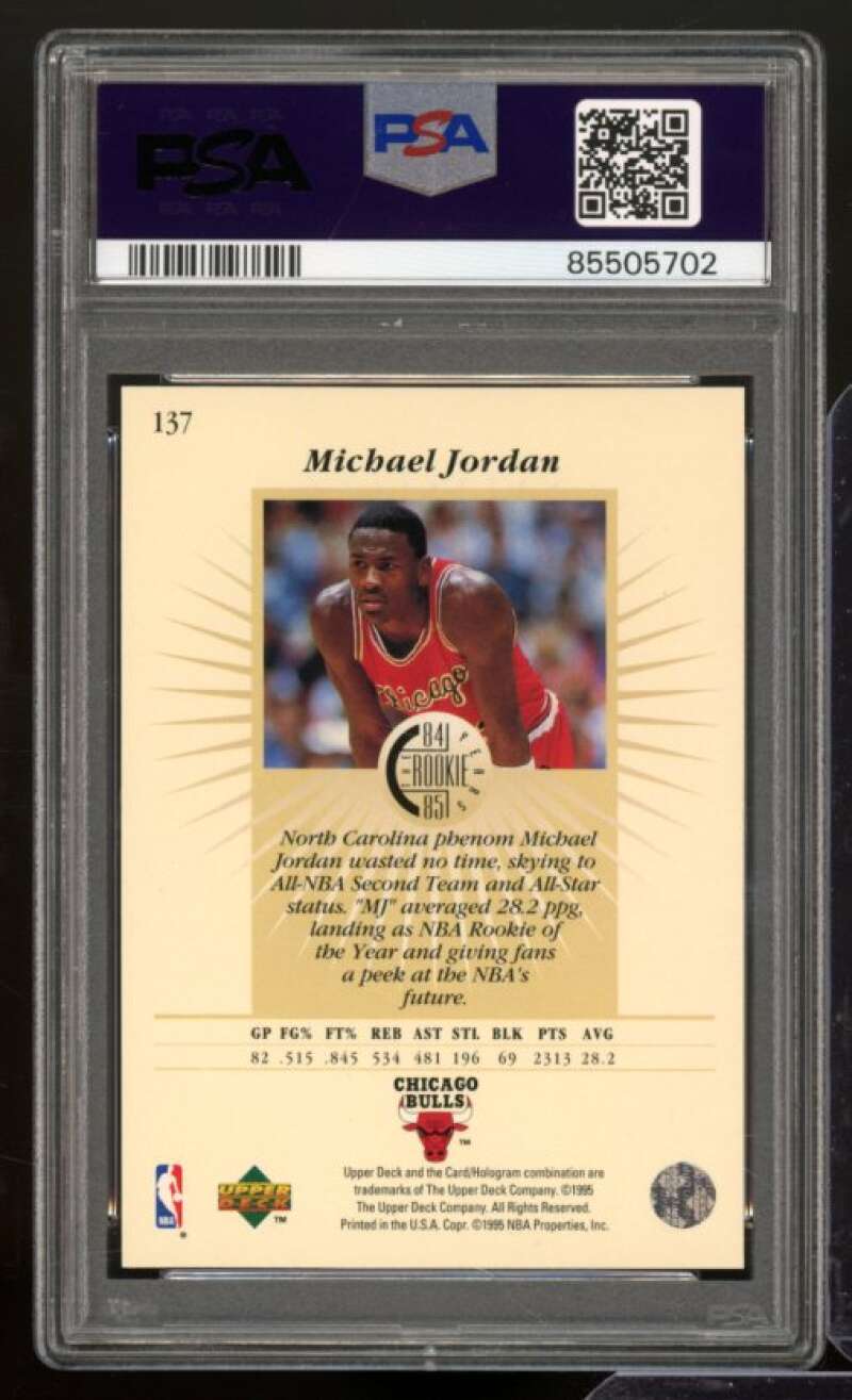 Michael Jordan Card 1995-96 Upper Deck #137 PSA 8 Image 2