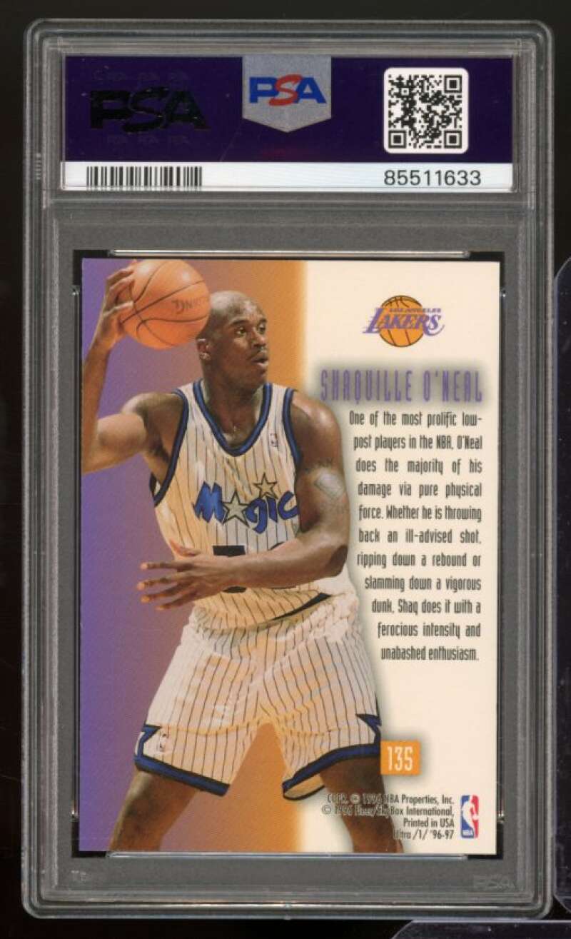 Shaquille O'Neal Card 1996-97 Ultra #135 PSA 9 Image 2