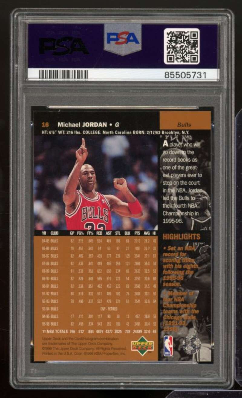 Michael Jordan Card 1996-97 Upper Deck #16 PSA 8 Image 2